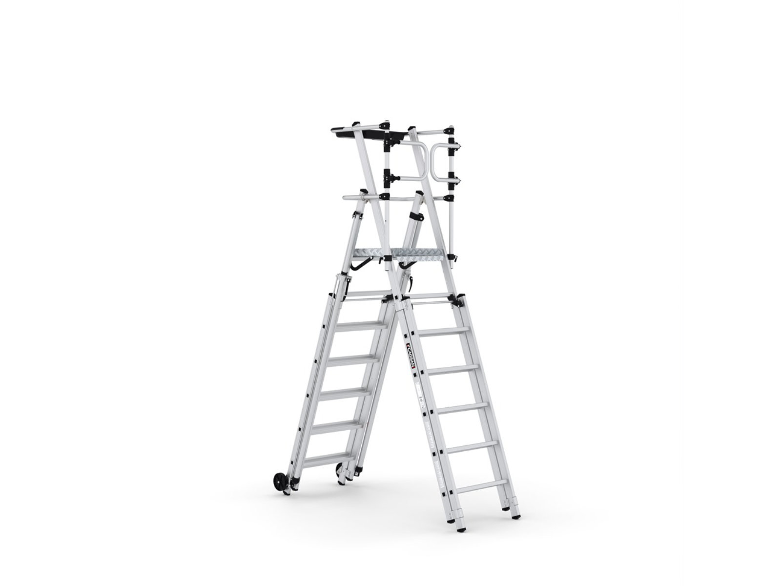 Falt- und Teleskopierbare Arbeitsplattform mit Seitenabstützung - Arbeitshöhe bis 4,70 m | Verox VX7-10