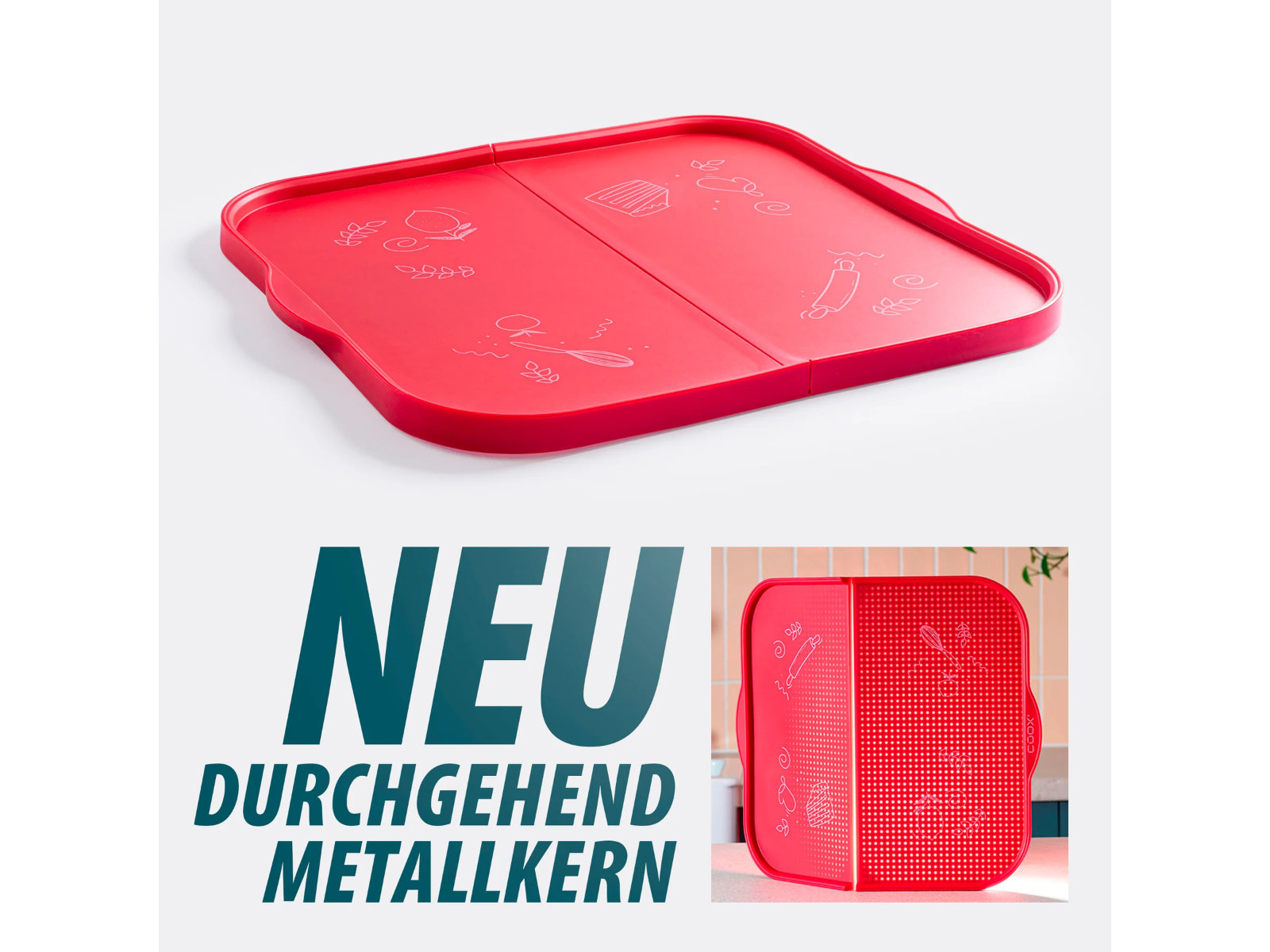Faltbares Silikon-Backblech mit Metallkern