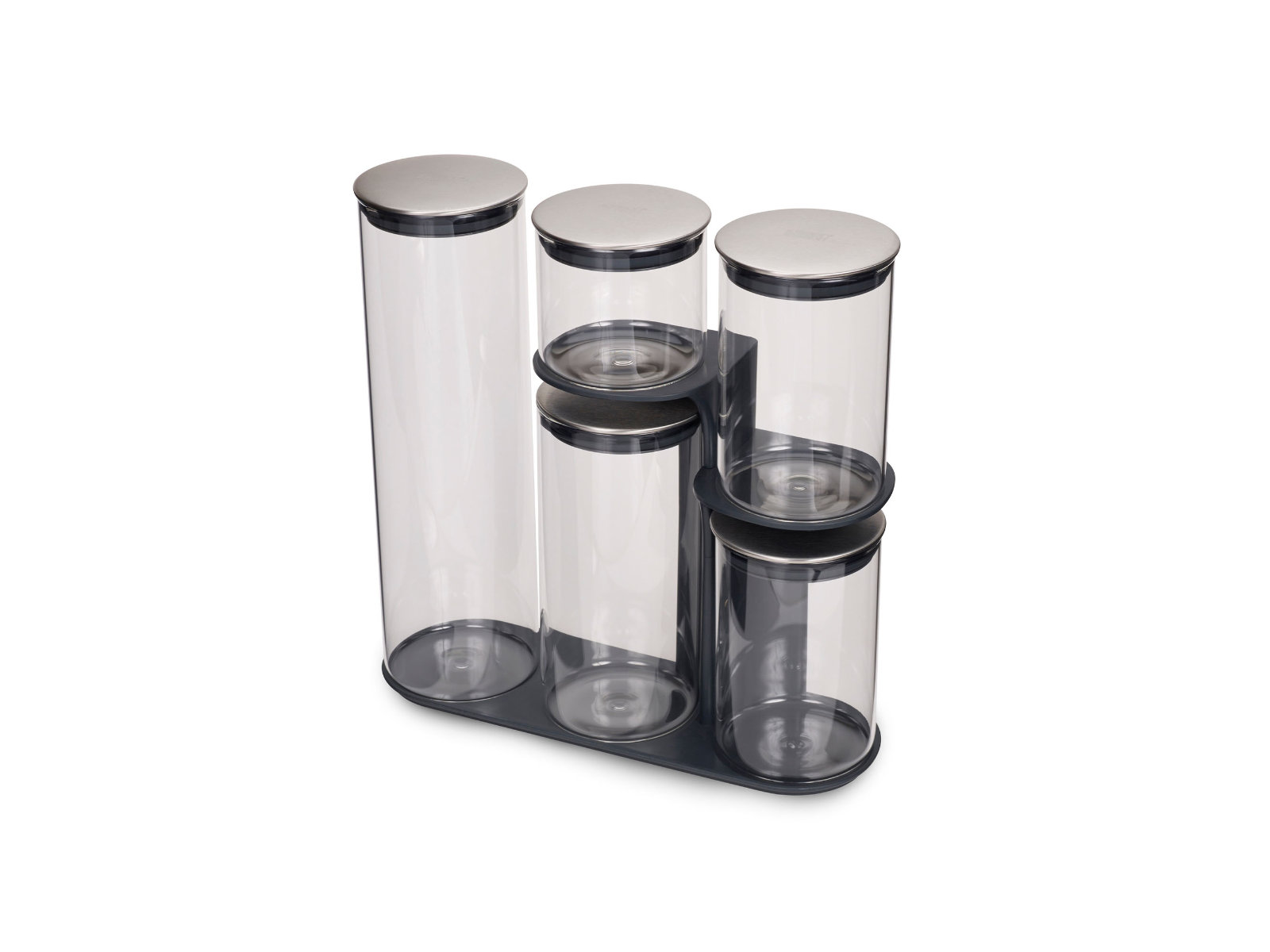 5-teiliges Aufbewahrungsdosen-Set mit Ständer | Podium™ Steel