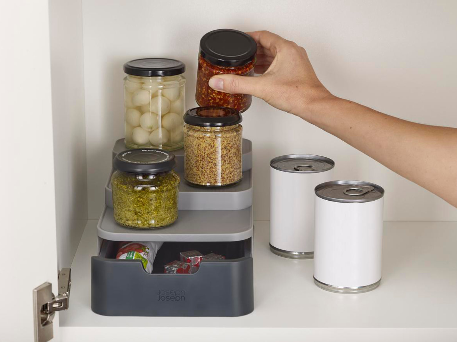 Kompakter und gestufter Organizer für die Aufbewahrung und Organisation von Küchenschränken | CupboardStore