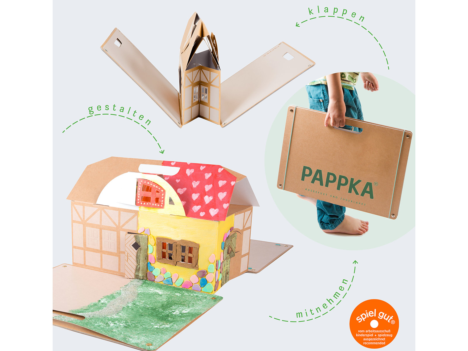 7-teiliges Pappka Spielhaus mit Tier-Bastelbogen aus Karton