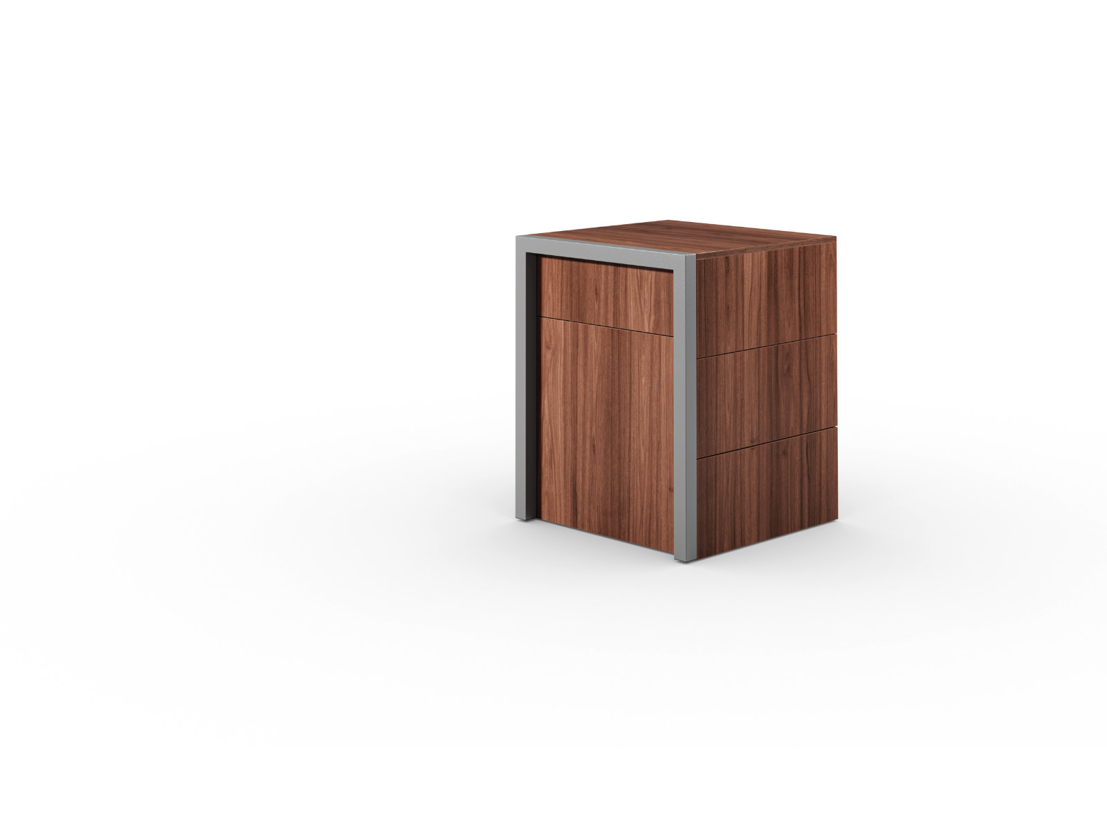 Schreibtisch, Rollcontainer mit ausziehbarem Arbeitstisch links und 2 Schubladen rechts ─ Nussbaum/Nussbaum | Country Living ─ Alwin’s Space Box