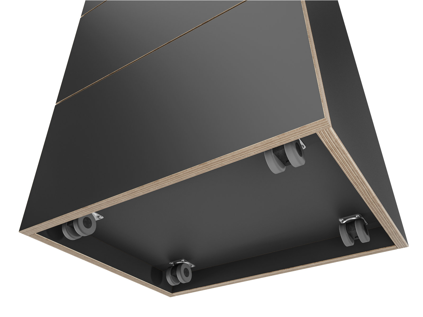 Rollbarer Schrank als Regal mit 2 Einlegeböden ─ Supermatt Schwarz | Country Living ─ Alwin’s Cabinets