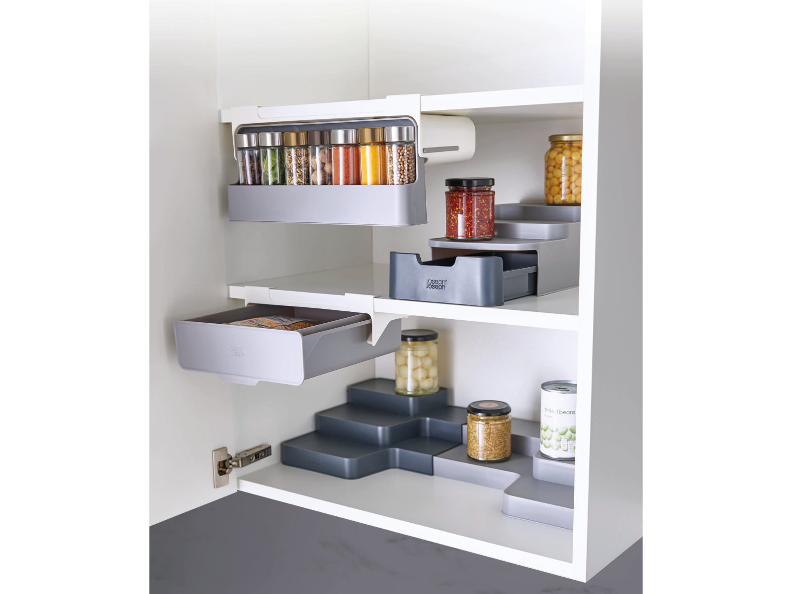 Kompakter und gestufter Organizer für die Aufbewahrung und Organisation von Küchenschränken | CupboardStore