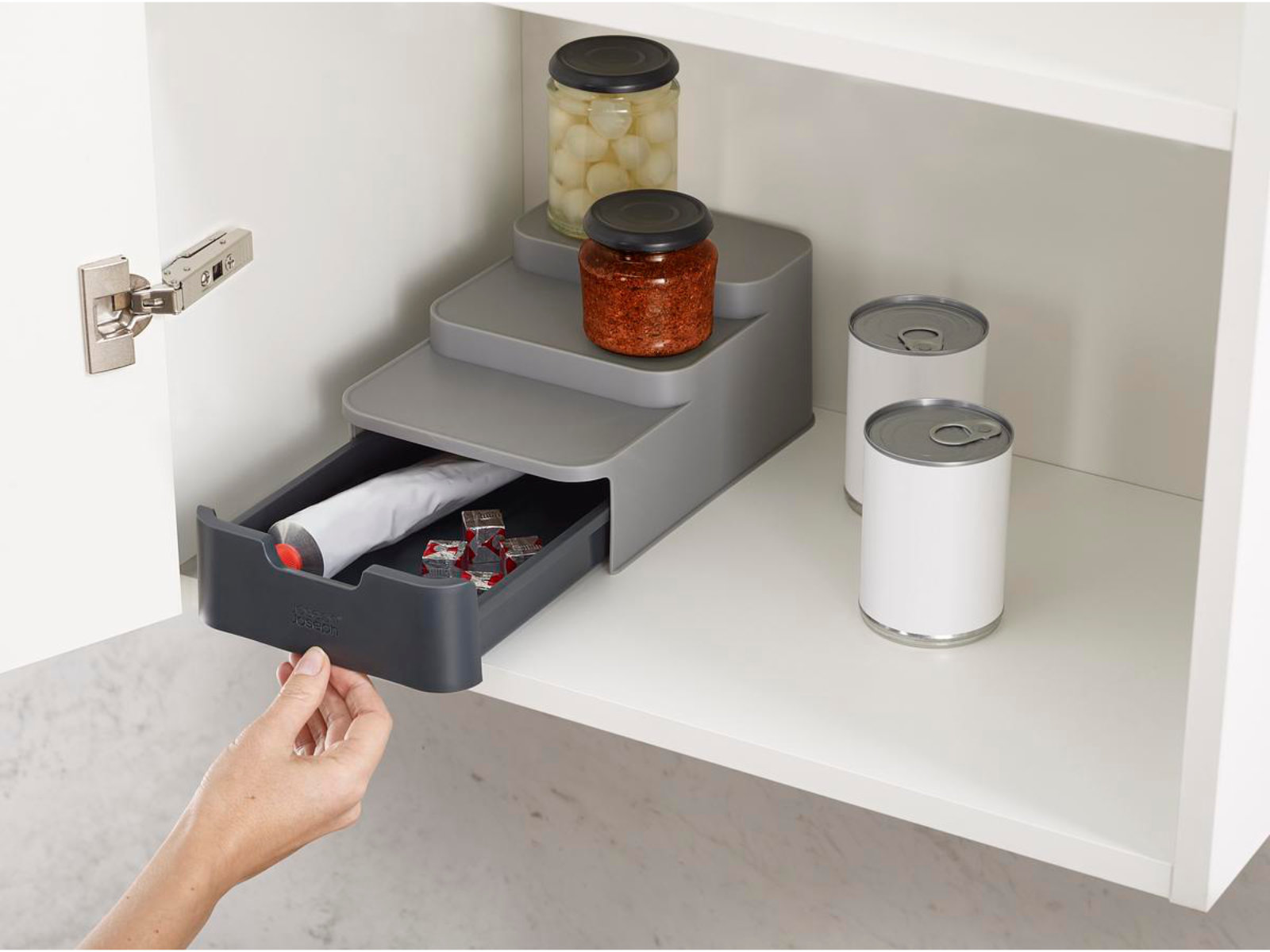 Kompakter und gestufter Organizer für die Aufbewahrung und Organisation von Küchenschränken | CupboardStore