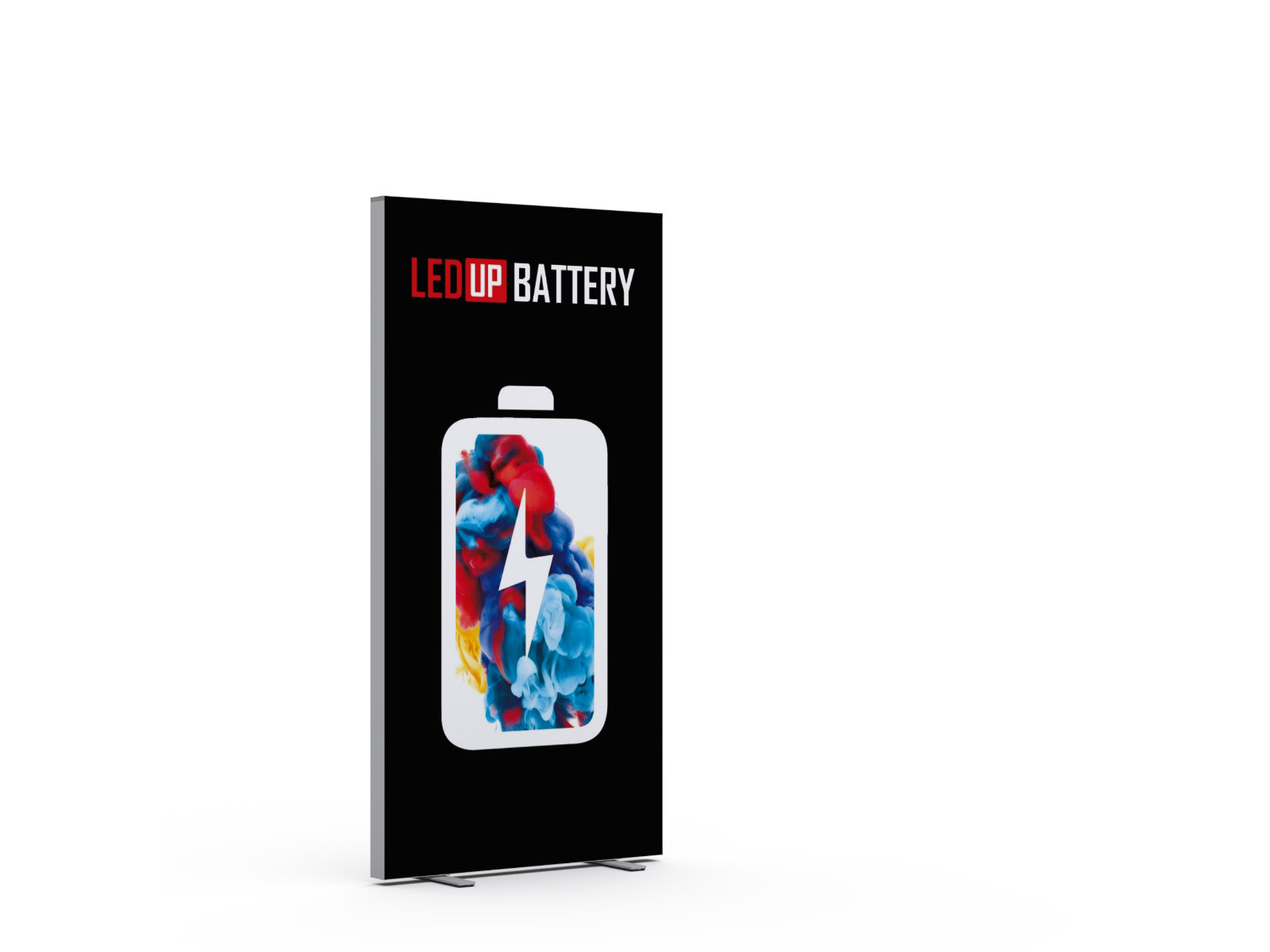 Akkubetriebener LED-Messewand-Rahmen - auf Rollen - mit SaUV-Druck - Vorder- und Rückseite | LEDUP Battery